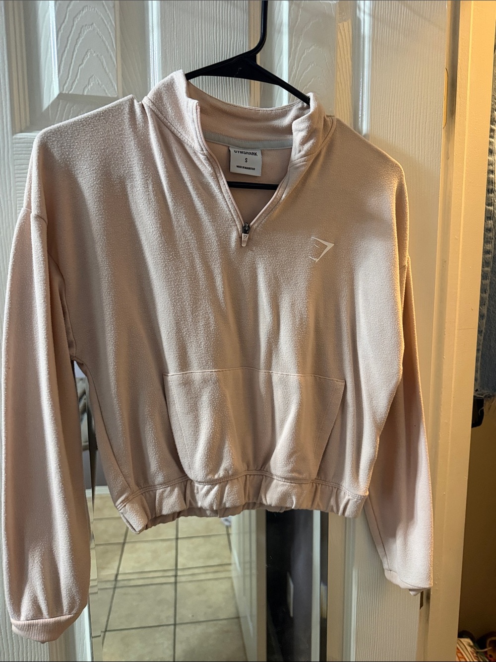Gymshark Light Beige Cropped Quarter-Zip Pullover